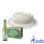 Cake de merengue + caja de cerveza cristal de botella