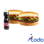 Oferta de 2 hamburguesas angus + 1pollo de refresco de 1.5litro