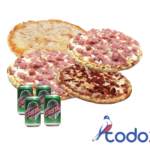 Oferta de 4 pizzas  + 4 cerveza